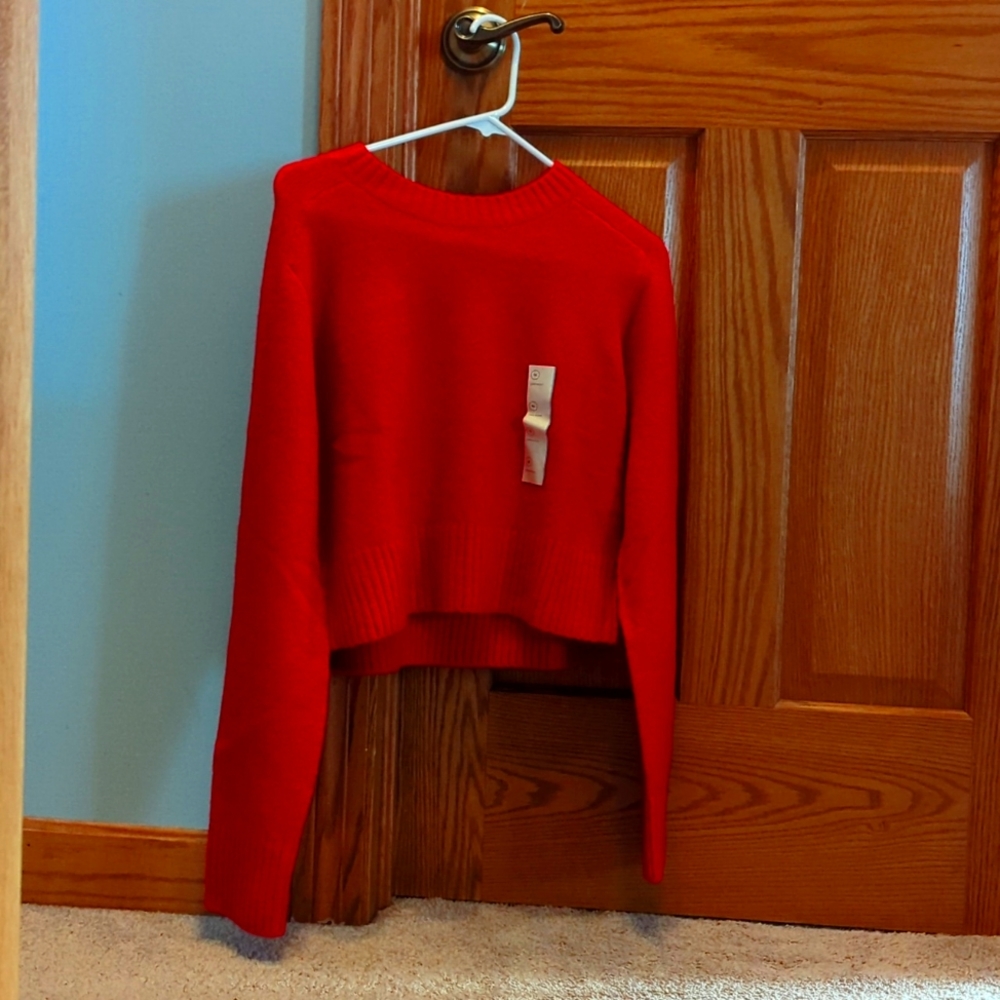 Red cropped sweater